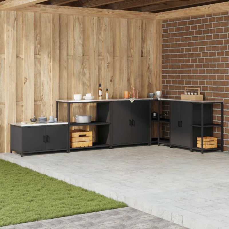 Virtuvės saugojimas HATTEM Juoda 90 x 50 x 92 cm Plienas