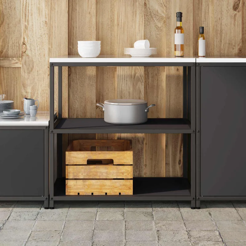 Virtuvės saugojimas HATTEM Juoda 90 x 50 x 92 cm Plienas