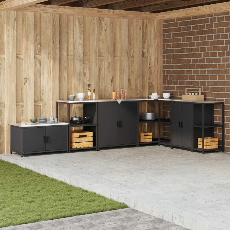 Virtuvės saugojimas HATTEM Juoda 60 x 50 x 92 cm Plienas