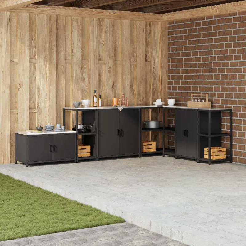 Virtuvės saugojimas HATTEM Juoda 40 x 50 x 92 cm Plienas