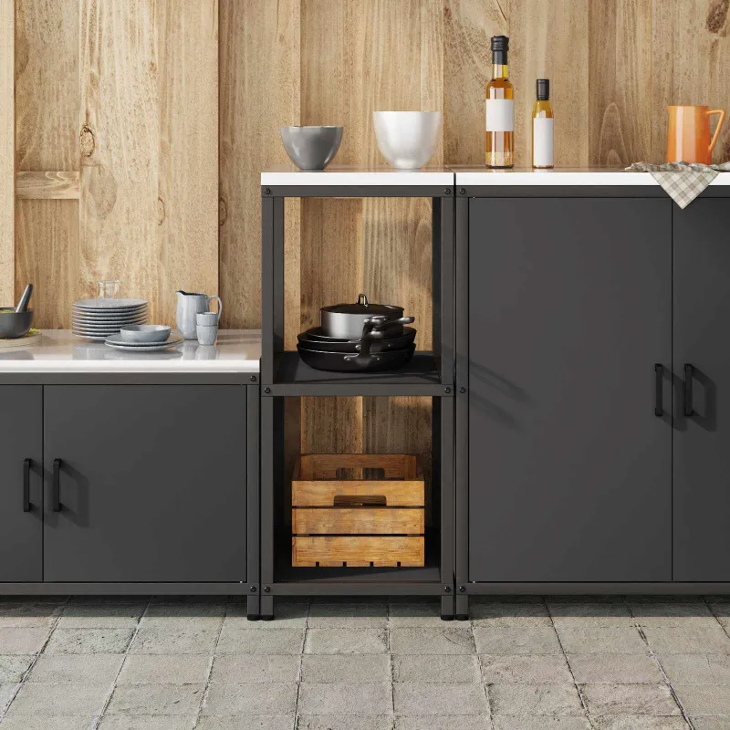Virtuvės saugojimas HATTEM Juoda 40 x 50 x 92 cm Plienas