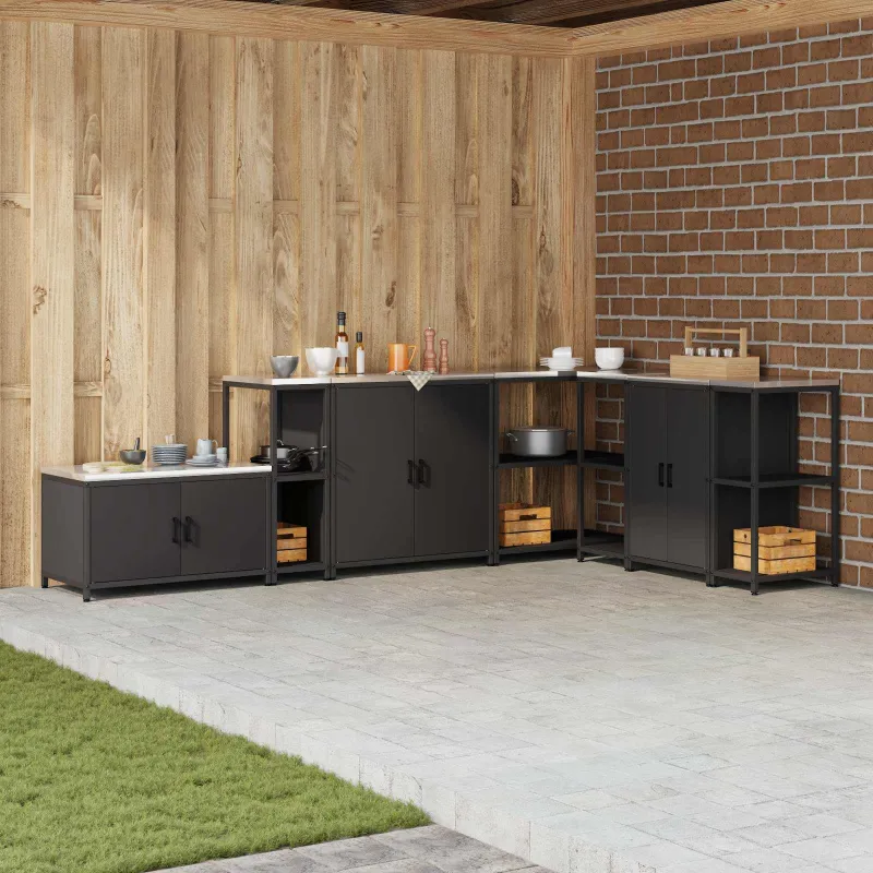 Virtuvės saugojimas HATTEM Juoda 30 x 50 x 92 cm Plienas