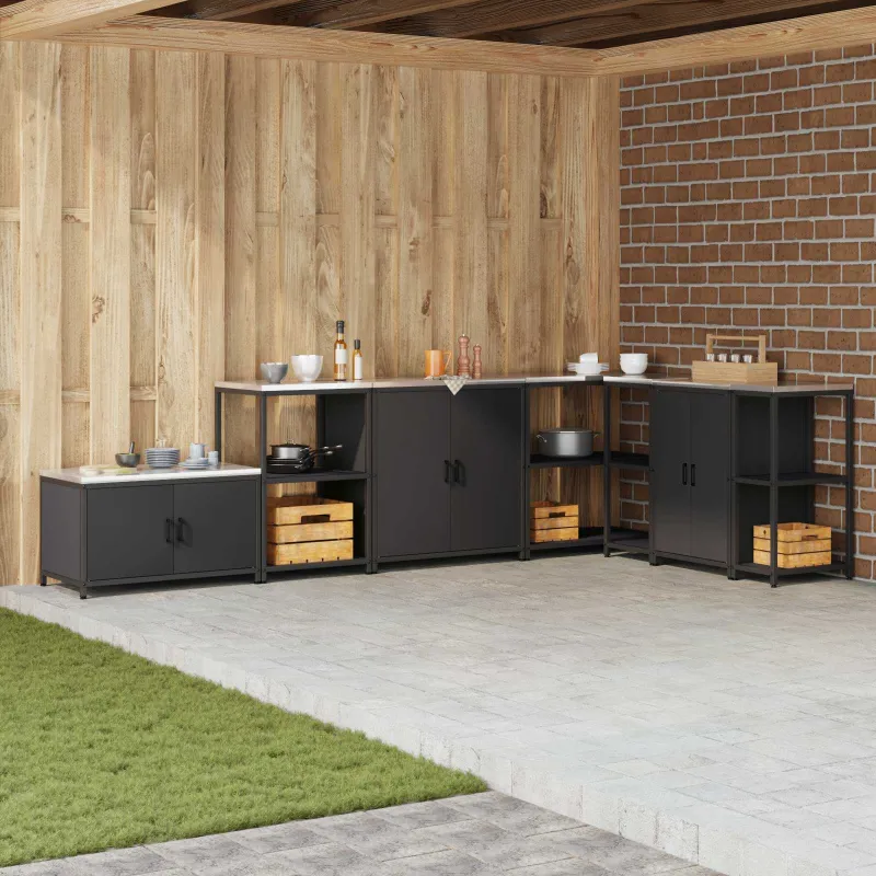 Virtuvės saugojimas HATTEM Juoda 90 x 50 x 92 cm Plienas