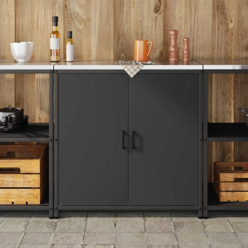 Virtuvės saugojimas HATTEM Juoda 90 x 50 x 92 cm Plienas