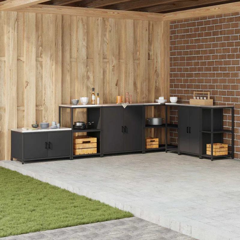 Virtuvės saugojimas HATTEM Juoda 90 x 50 x 53 cm Plienas