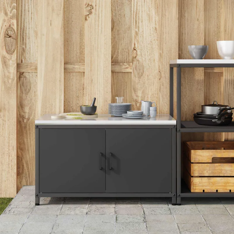 Virtuvės saugojimas HATTEM Juoda 90 x 50 x 53 cm Plienas