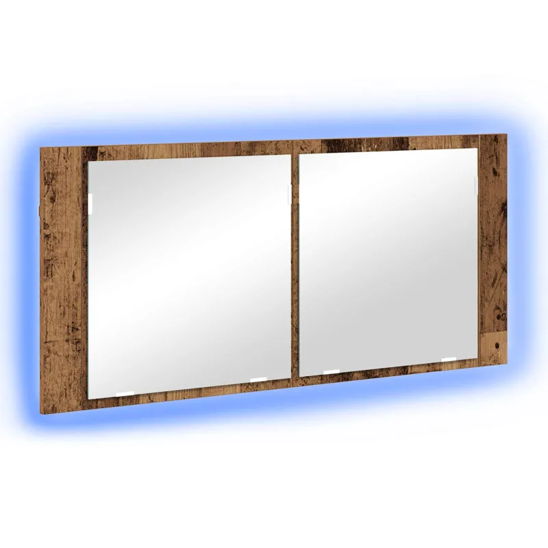 LED veidrodis spintelė su lentyna Senas medis 100 x 12 x 45 cm