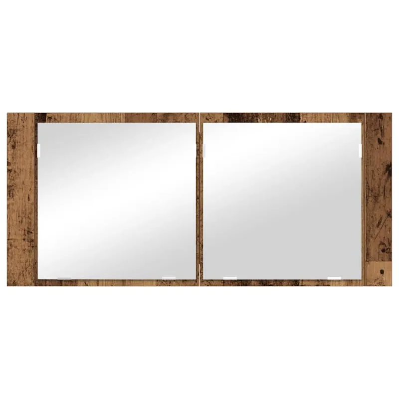 LED veidrodis spintelė su lentyna Senas medis 100 x 12 x 45 cm