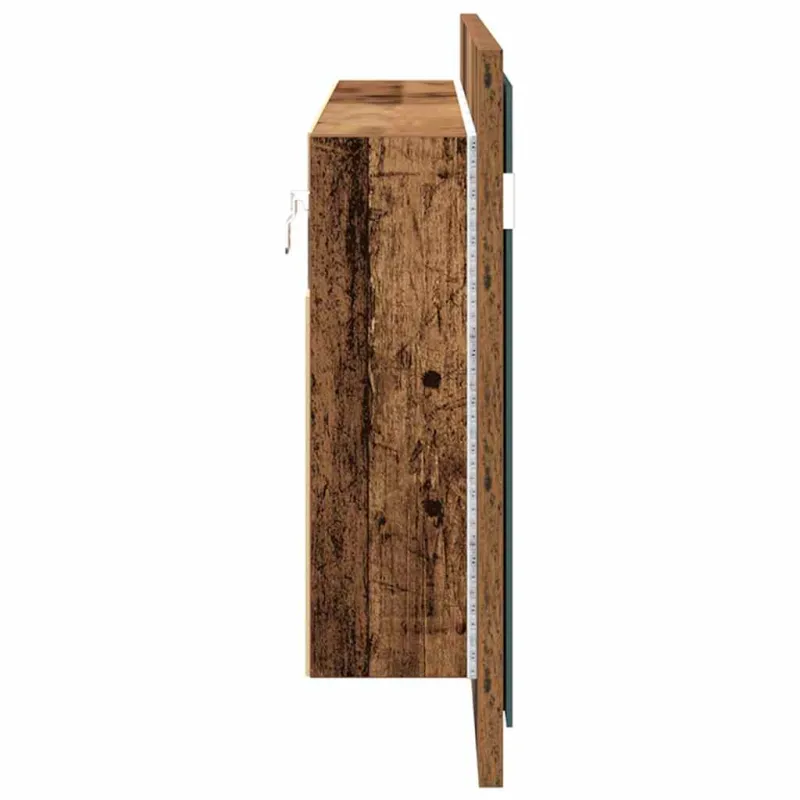 LED veidrodis spintelė su lentyna Senas medis 100 x 12 x 45 cm
