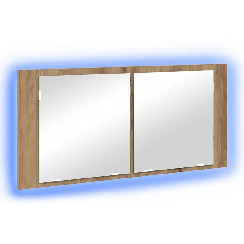 LED veidrodis spintelė Amatininkų ąžuolas 100 x 12 x 45 cm