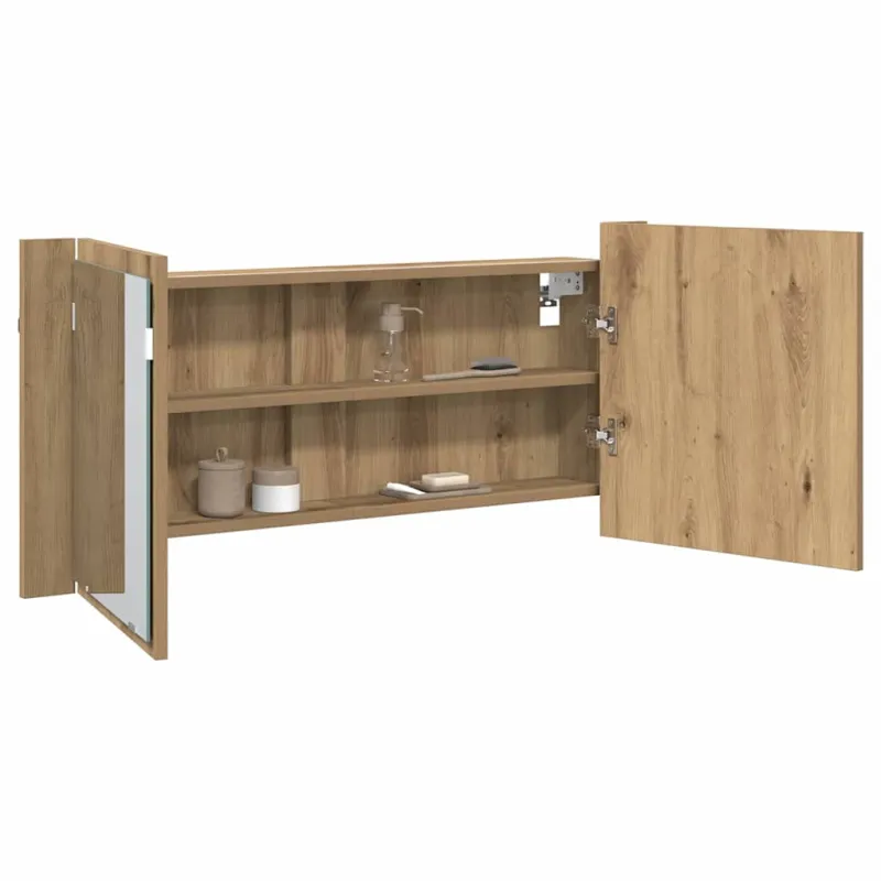 LED veidrodis spintelė Amatininkų ąžuolas 100 x 12 x 45 cm