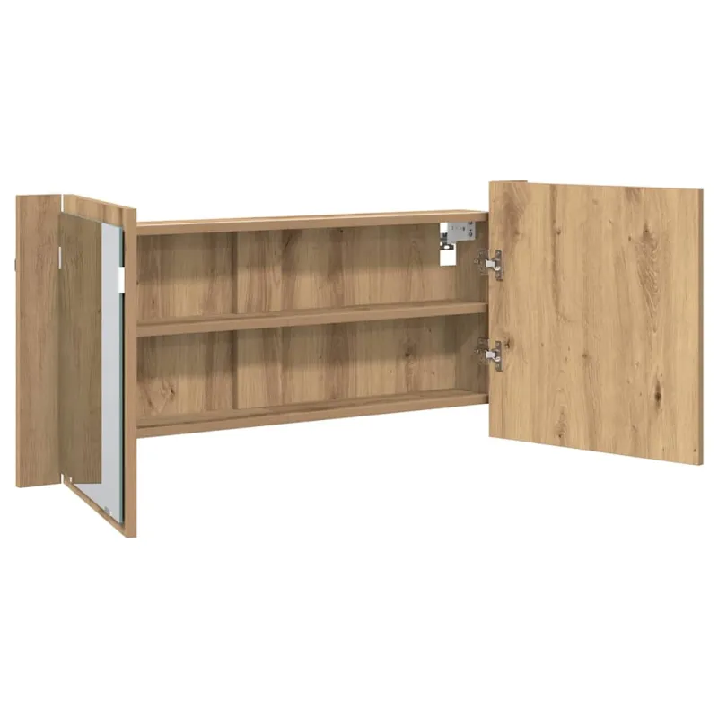 LED veidrodis spintelė Amatininkų ąžuolas 100 x 12 x 45 cm