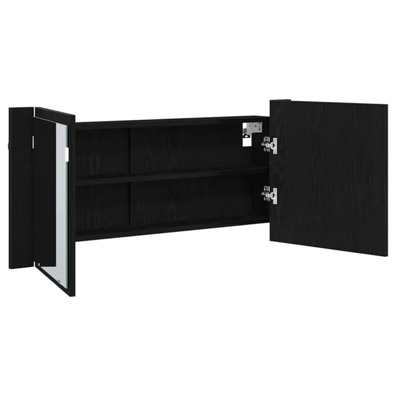LED veidrodis spintelė Juodas ąžuolas 100 x 12 x 45 cm