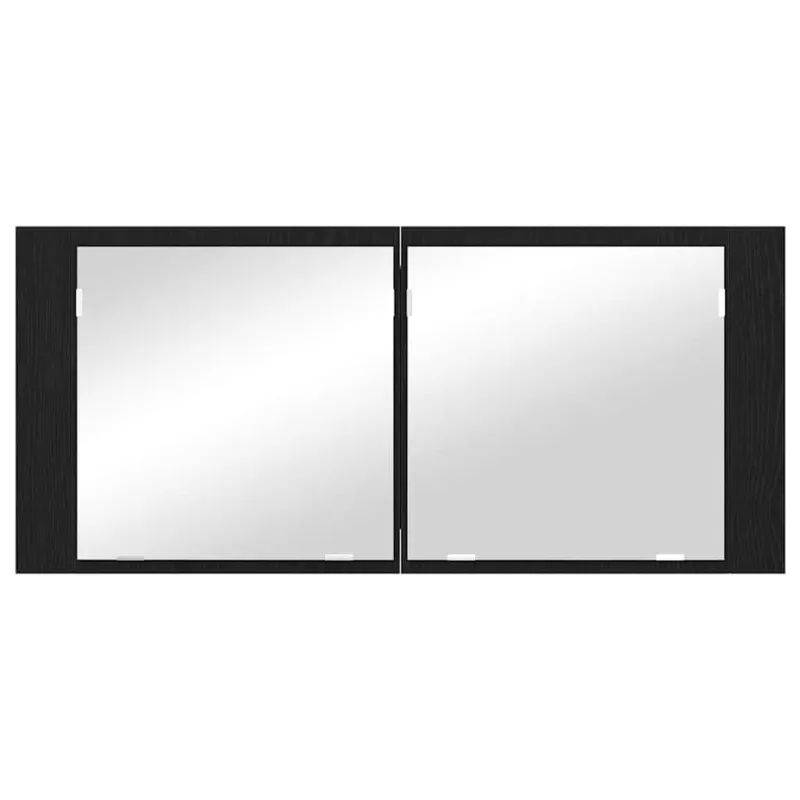 LED veidrodis spintelė Juodas ąžuolas 100 x 12 x 45 cm