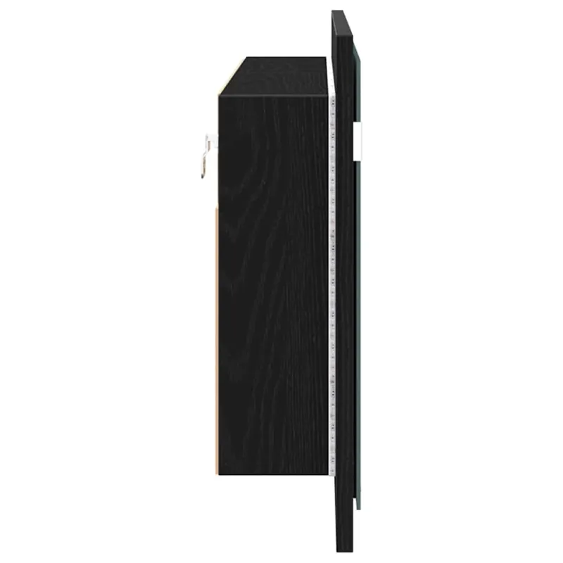 LED veidrodis spintelė Juodas ąžuolas 100 x 12 x 45 cm