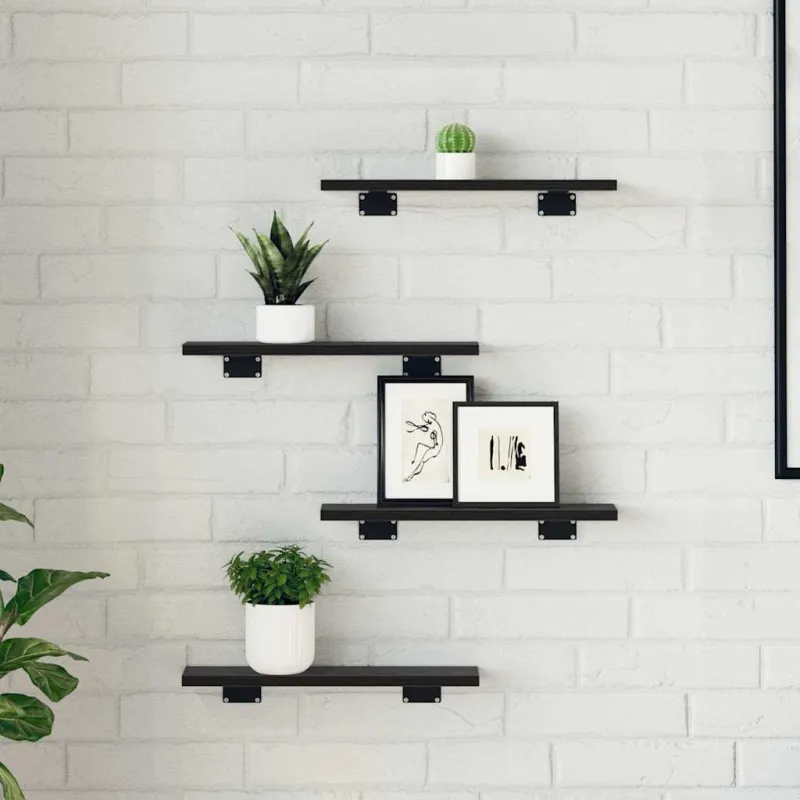 Knygų lentyna 4 pcs Juodas 40 x 10 x 1,5 cm Apdirbta mediena