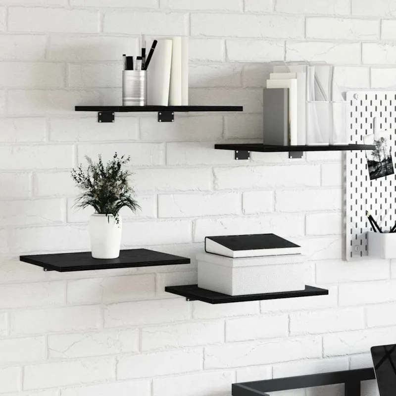 Knygų lentyna 4 pcs Juodas 40 x 30 x 1,5 cm Apdirbta mediena