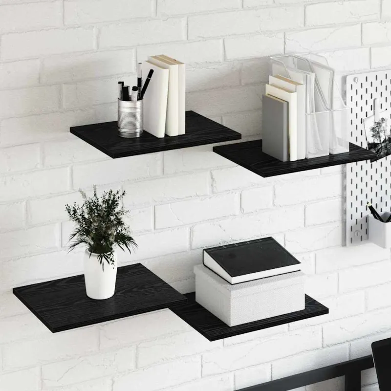 Knygų lentyna 4 pcs Juodas 40 x 30 x 1,5 cm Apdirbta mediena