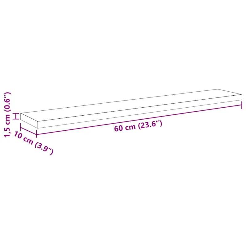 Knygų lentyna 4 pcs Juodas 60 x 10 x 1,5 cm Apdirbta mediena