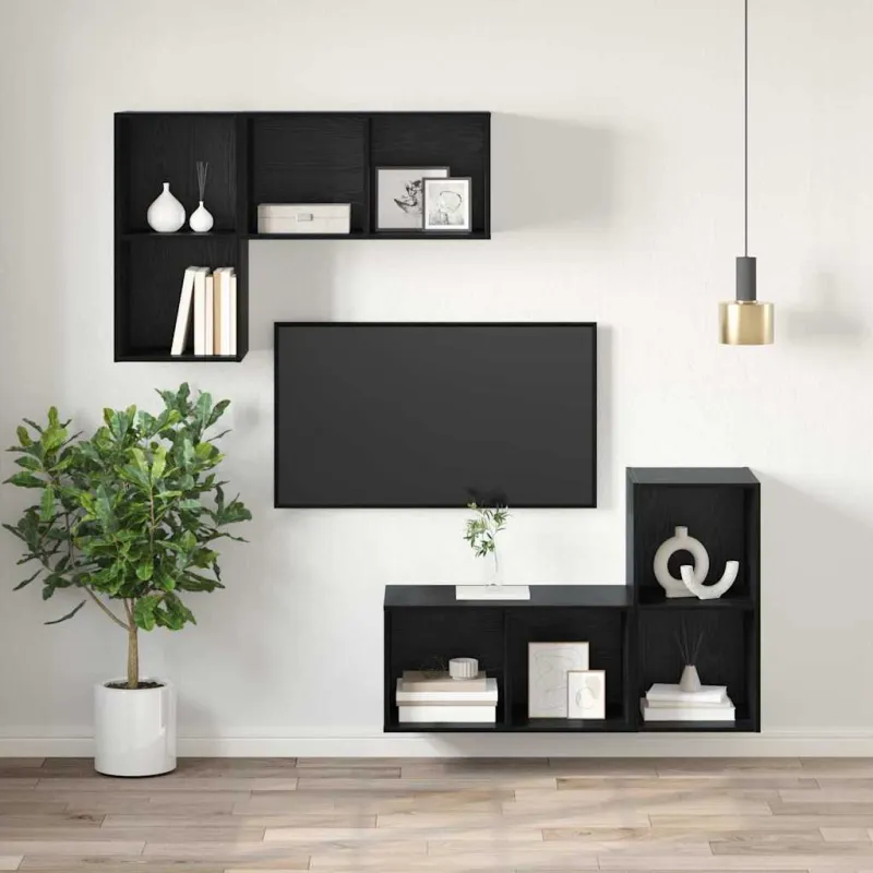 TV spintelių komplektas Juodas ąžuolas 37 x 37 x 72 cm