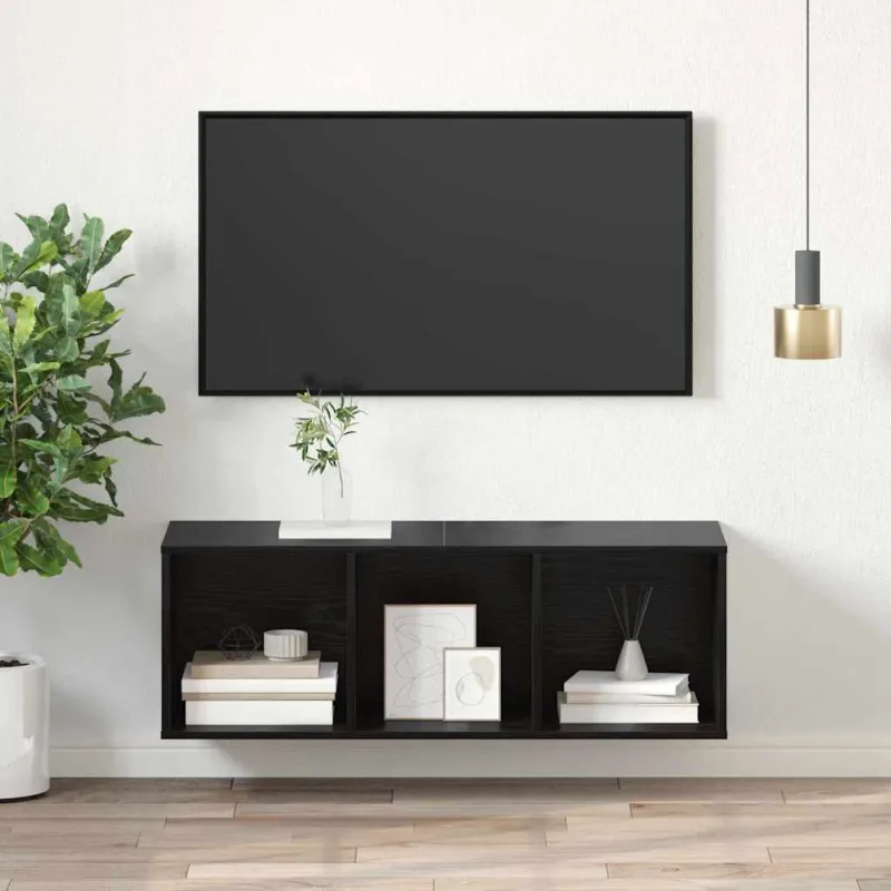 TV spintelių komplektas Juodas ąžuolas 37 x 37 x 107 cm