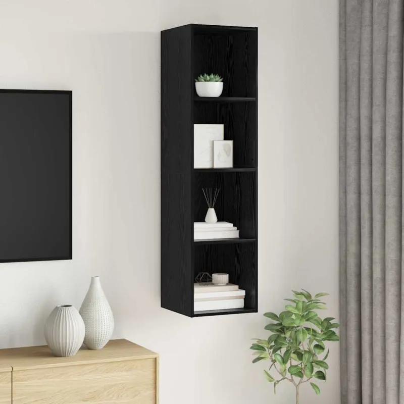 TV spintelių komplektas Juodas ąžuolas 37 x 37 x 142,5 cm