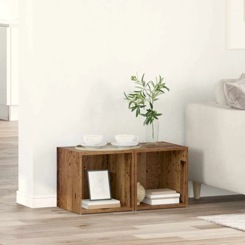 TV spintelių komplektas 2 pcs Senovinis medis 37 x 35 x 37,5 cm