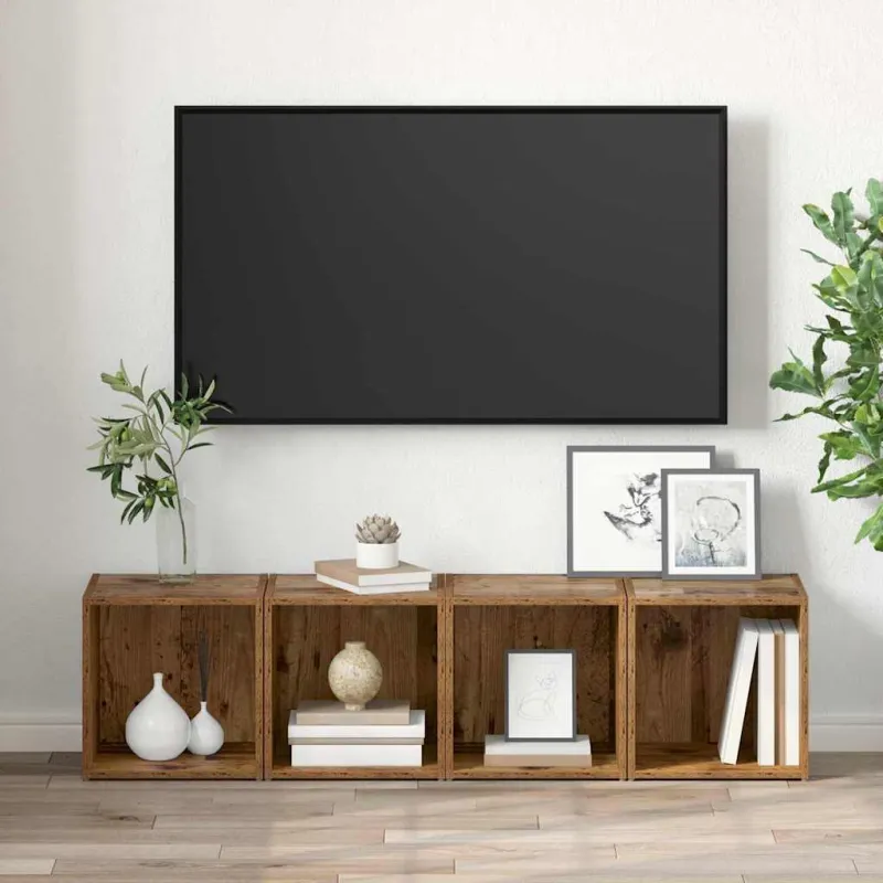 TV spintelių komplektas 2 pcs Senovinis medis 37 x 35 x 37,5 cm