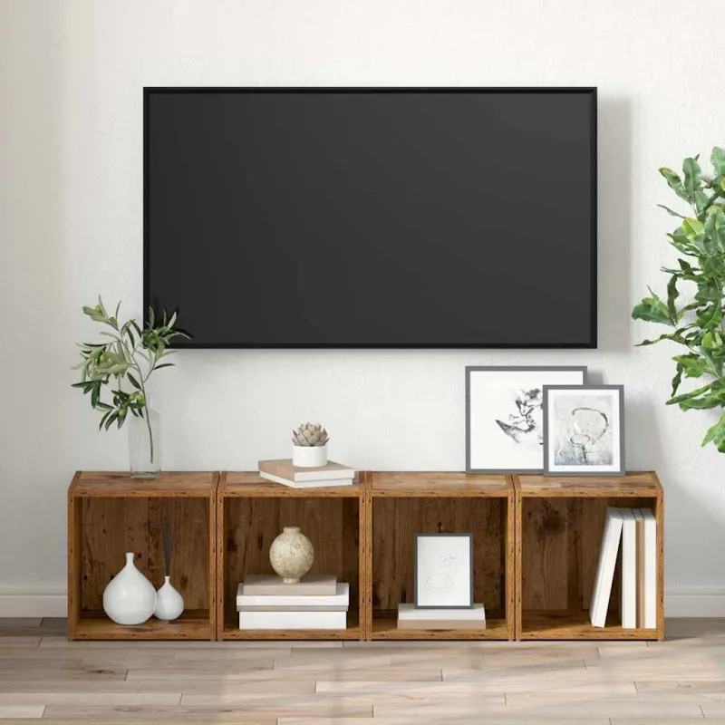 TV spintelių komplektas 4 pcs Senovinis medis 37 x 35 x 37,5 cm