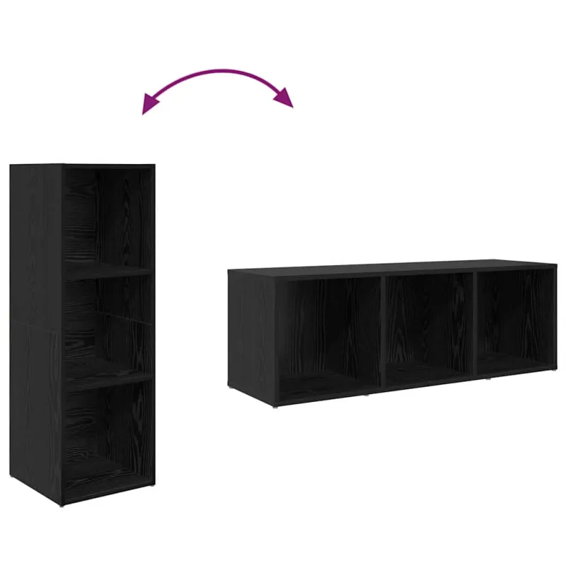 TV spintelių komplektas Juoda 72 x 35 x 37 cm Apdirbta mediena