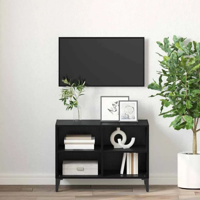 TV spintelių komplektas Juodas Dirbtinė mediena