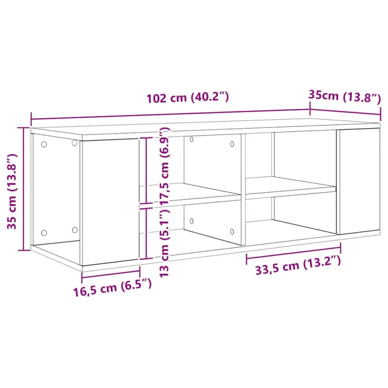 TV spintelių komplektas Juodas ąžuolas 102 x 35 x 35 cm