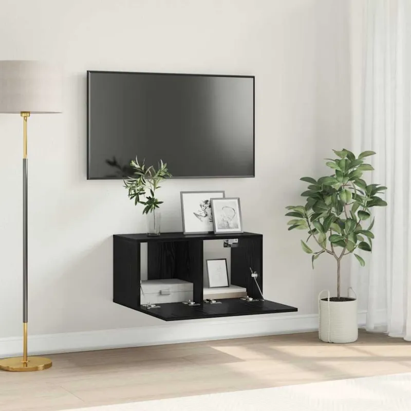 TV spintelių komplektas Juoda 60 x 30 x 30 cm Apdirbta mediena