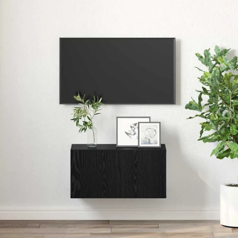 TV spintelių komplektas Juoda 60 x 30 x 30 cm Apdirbta mediena