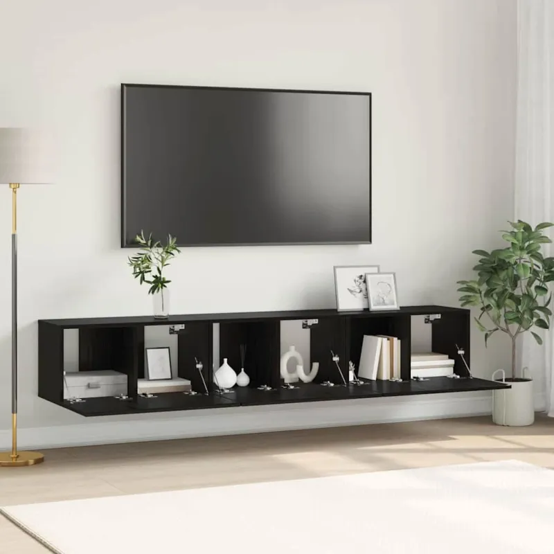TV spintelių komplektas 3 pcs Juoda 60 x 30 x 30 cm