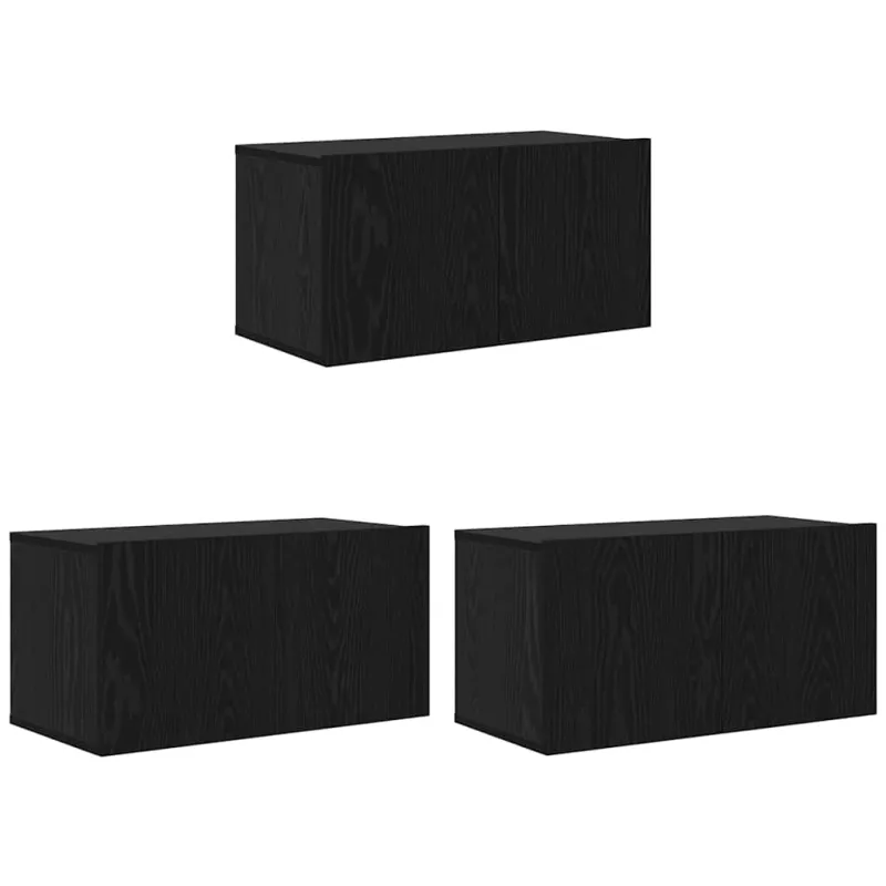 TV spintelių komplektas 3 pcs Juoda 60 x 30 x 30 cm