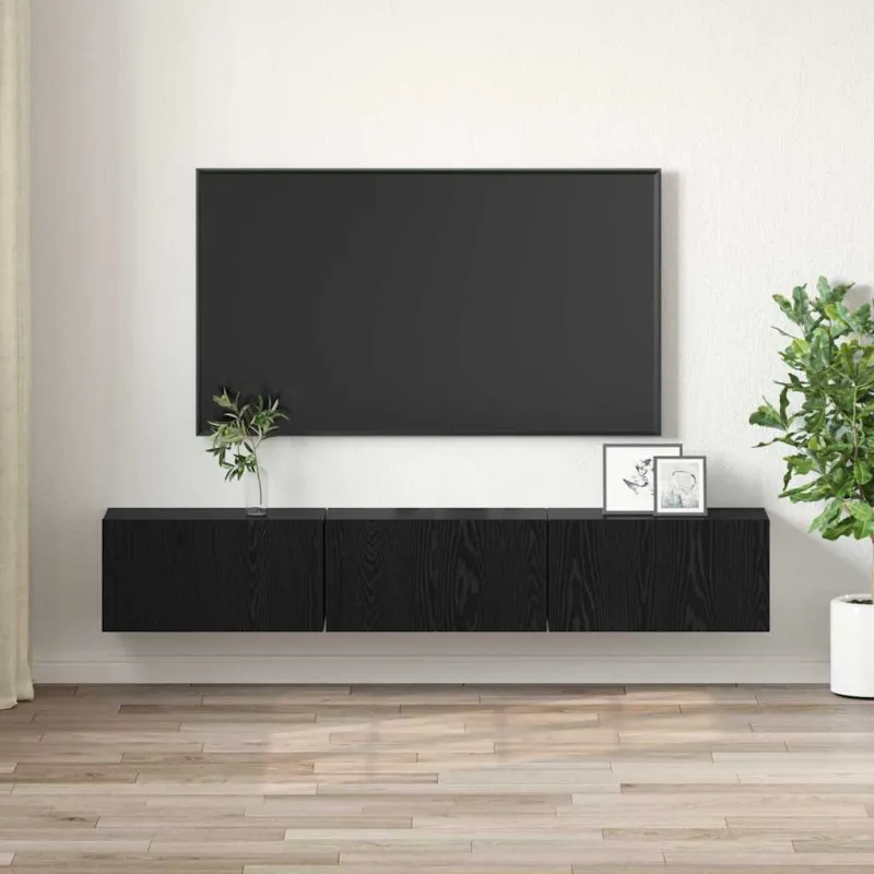 TV spintelių komplektas 3 pcs Juoda 60 x 30 x 30 cm