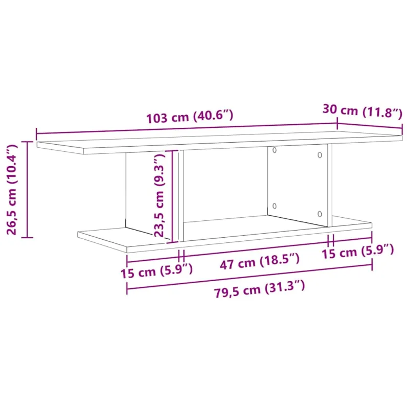 TV spintelių komplektas Ruda 103 x 30 x 26,5 cm