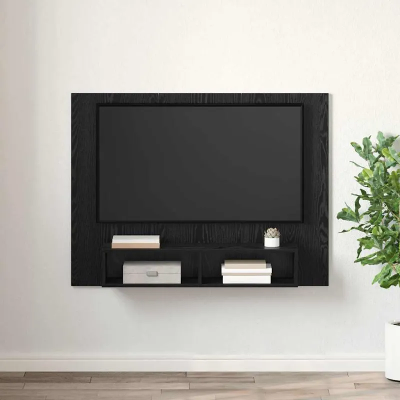 TV spintelių komplektas Juodas ąžuolas 120 x 23,5 x 90 cm