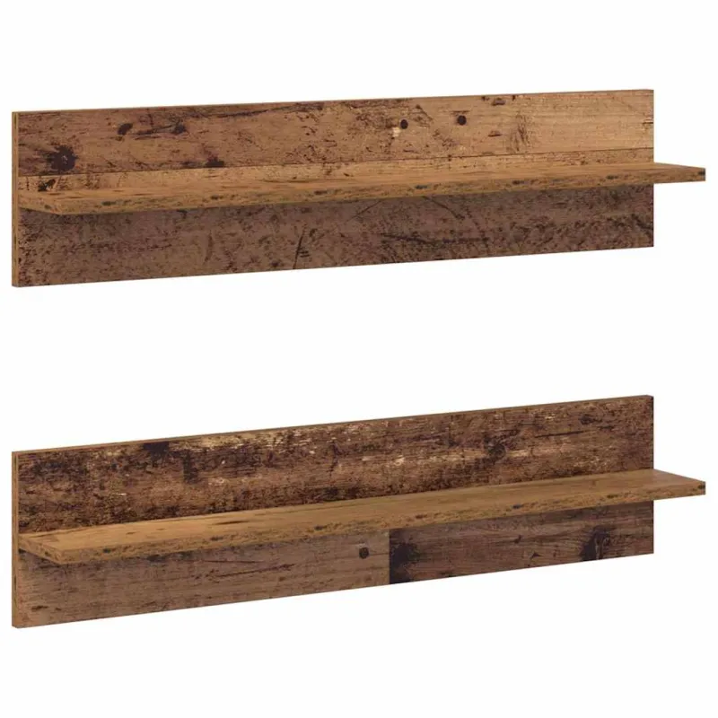 Sieninė lentyna 2 pcs Senovinis medis 80 x 11,5 x 18 cm