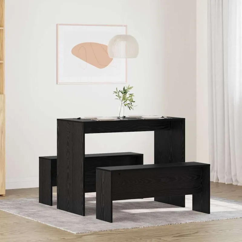Valgomojo komplektas 2 pcs juoda ąžuolo Apdirbta mediena