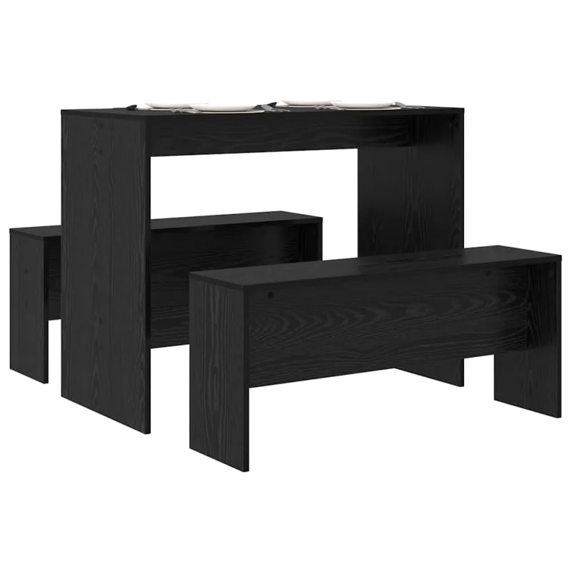 Valgomojo komplektas 2 pcs juoda ąžuolo Apdirbta mediena