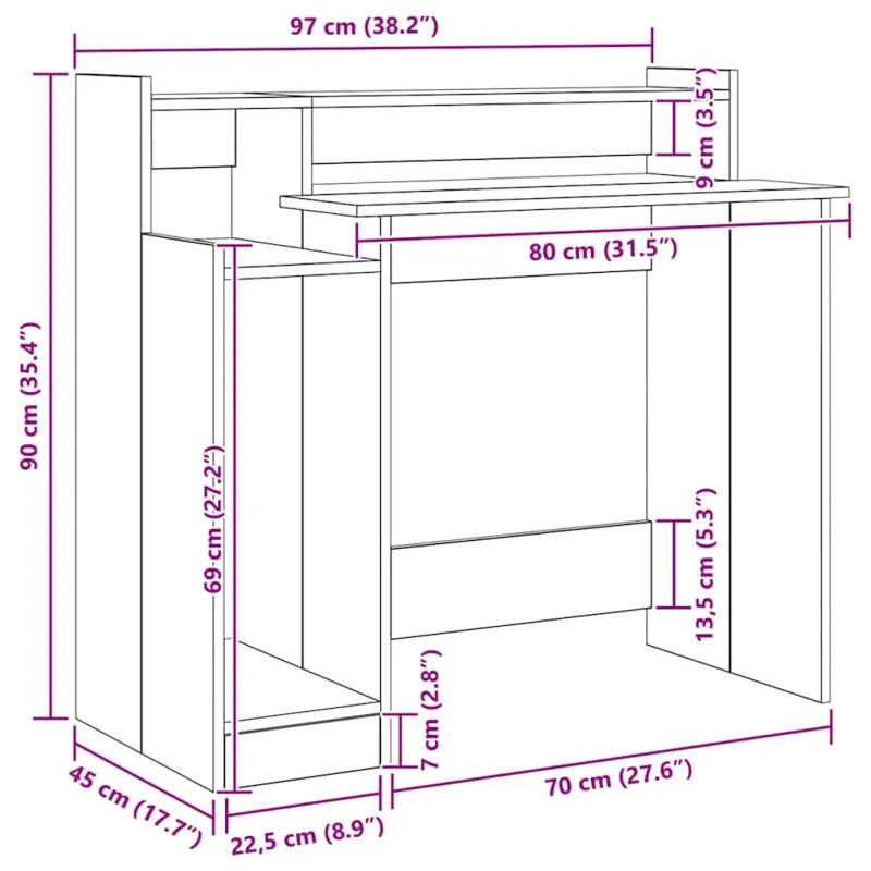 Stalas su lentyna Senas medis 97 x 45 x 90 cm Apdirbta mediena