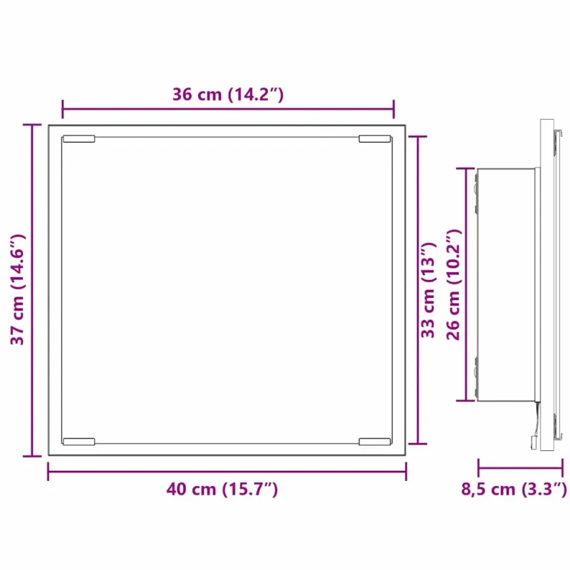 LED vonios veidrodis Senovinis medis 40 x 37 x 8.5 cm