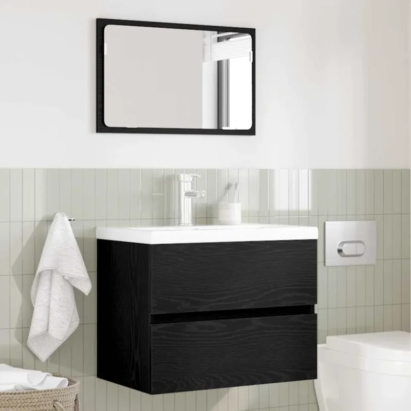 Vonios baldų rinkinys su stalčių 2 pcs Juodas ąžuolas