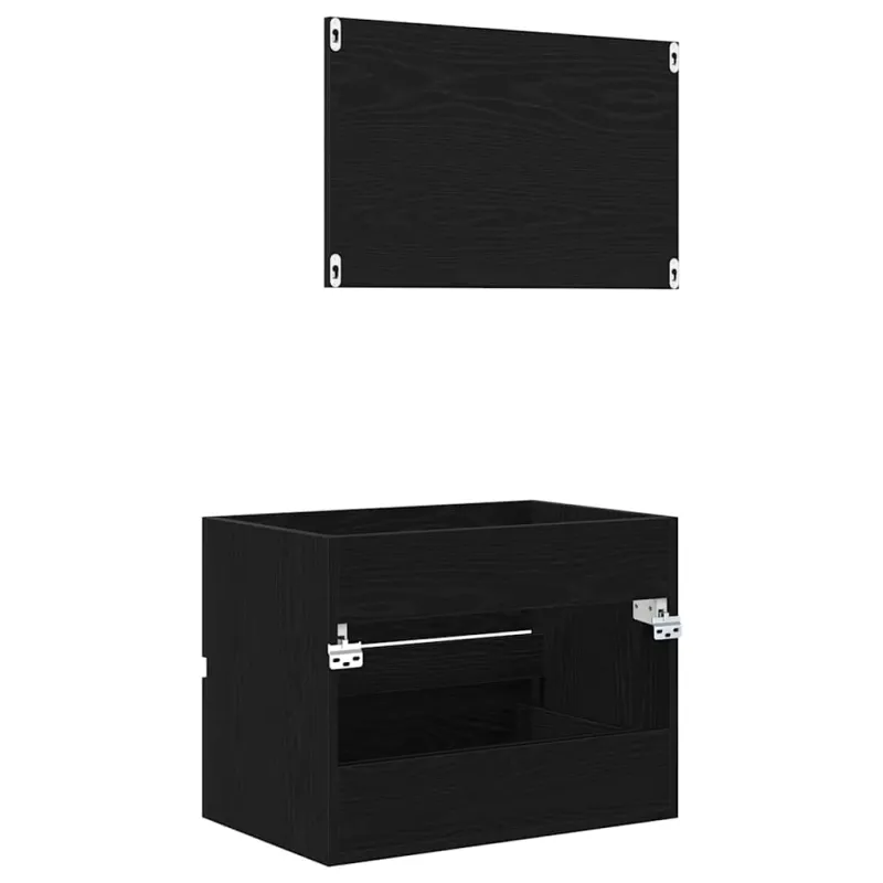 Vonios baldų rinkinys su stalčių 2 pcs Juodas ąžuolas