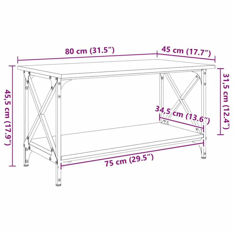 Kavos staliukas Sena mediena 80 x 45 x 45.5 cm Apdirbta mediena