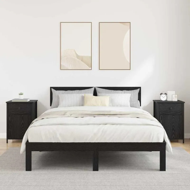 Šalia lovos spintelė 2 pcs Juodas ąžuolas 40 x 42 x 60 cm