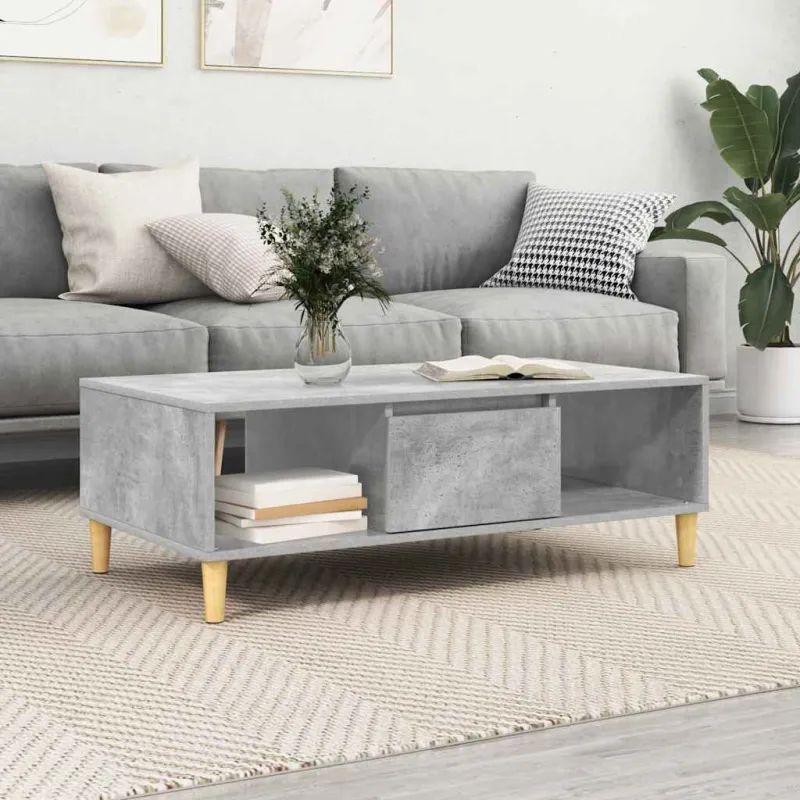 Kavos staliukas Betono pilka 102 x 55 x 35 cm Apdirbta mediena