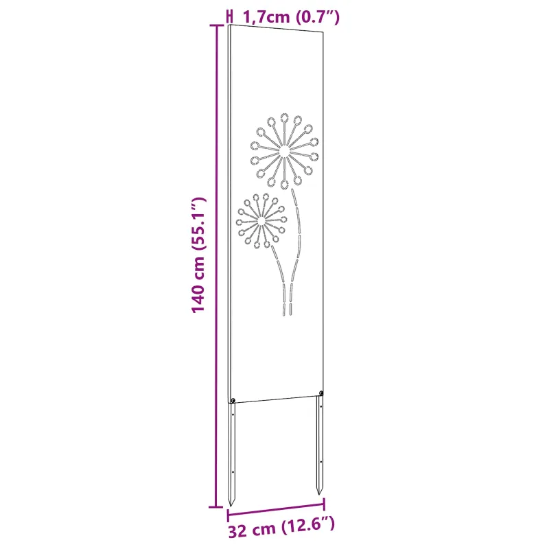 Sodo privatumo ekranas Sidabro 32 x 140 cm Nerūdijantis plienas